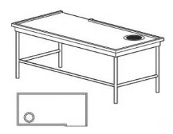
Table de triage avec trou-dechets Ø 20cm à gauche

	Plan pour panier 50x50 - Structure en tube inox AISI 304
	Accrochage avec flange pour connection au lave-vaisselle